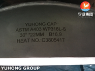 ASME B16.9 Fitting di tubi di saldatura a nastri ASTM A403 WP316L Cappa in acciaio inossidabile