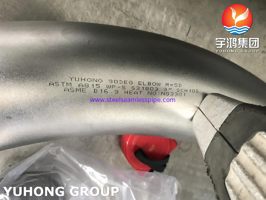 ASTM A815 WPS31803 ASME B16.9 3" curvatura di acciaio inossidabile del duplex di SCH10S R=5D