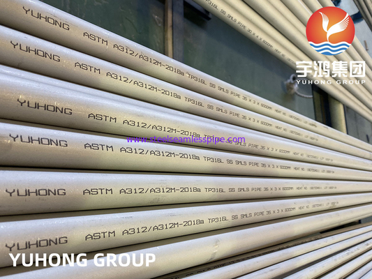 TUBO di ASTM A312/ASME SA312 TP316L (1,4404) ss SMLS per l'applicazione generale di industria