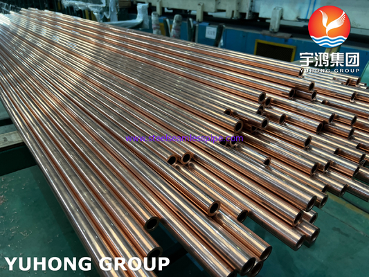 ASTM B111 UNS C12200 / CW024A Tubo di rame senza saldatura, tubo per scambiatori di calore DHP