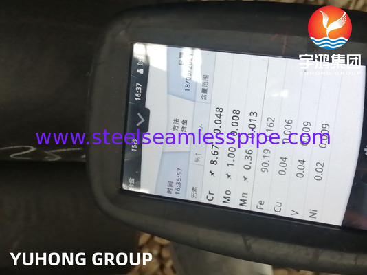 ASTM A335 / ASME SA335 P9 Acciaio legato tubo senza cuciture Verniciatura nera fine a bevola