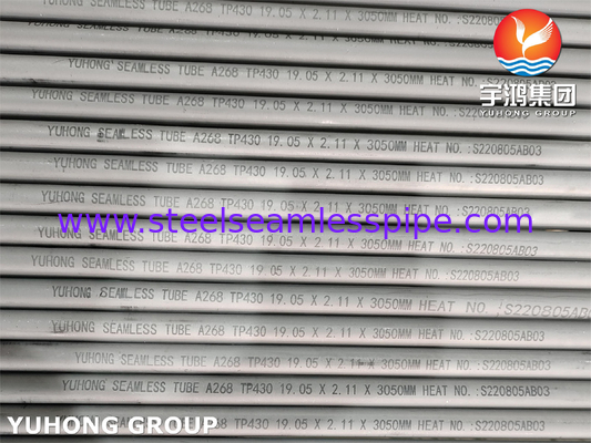 ASTM A268 TP430 1.4016 Tubo senza cuciture con buona resistenza alla corrosione