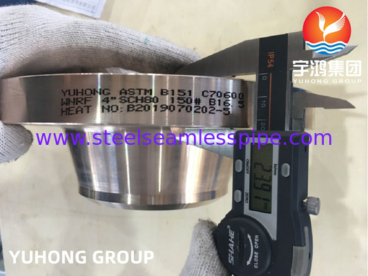 ASTM B151 C70600 Legatura di rame e nichel Flancella forgiata, collo di saldatura, faccia sollevata B16.5 per tubazioni
