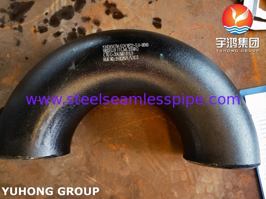 ASTM A234 WP22 CL1 / CL3 Acciaio legato con montatura a cuffia 180° gomito verniciato in nero