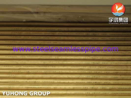 JIS H3300 C6872T / ASTM B111 C68700 Tubo in ottone di alluminio Tubo scambiatore di calore