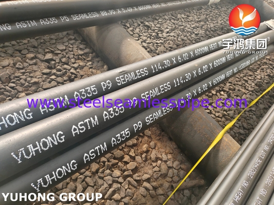 ASTM A335 / ASME SA335 P9 Acciaio legato tubo senza cuciture Verniciatura nera fine a bevola