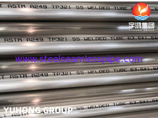 ASTM A249 TP321 Tubo saldato in acciaio inossidabile Applicazione in caldaia bruciata brillante, scambiatore di calore e supercaldaia