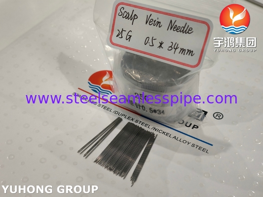 Tubo per ago per iniezione endovenoso in acciaio inossidabile medico ISO9626 SUS304 25G 0.5*34MM