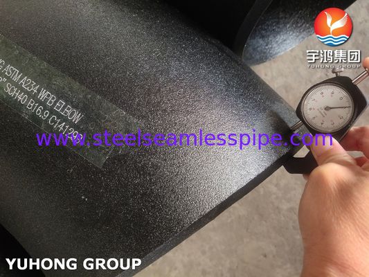 Raccordo in acciaio al carbonio ASTM A234 WPB, gomito 45 gradi, raggio lungo, saldato di testa B16.9