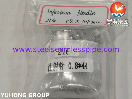 Agoletta da iniezione con punta a lancetta 21G, tubo per ago in acciaio inossidabile medicale ISO7864 SUS304