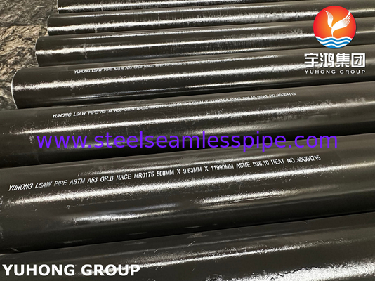 ASTM A53 / ASME SA53 Grade B LSAW Carbon Steel Welded Pipes NACE For Industrial Pipeline