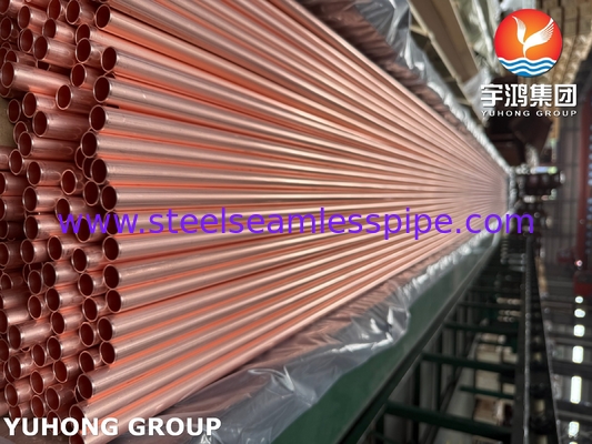 ASTM B111 UNS C12200 / CW024A Tubo di rame senza saldatura Tubo per scambiatori di calore DHP