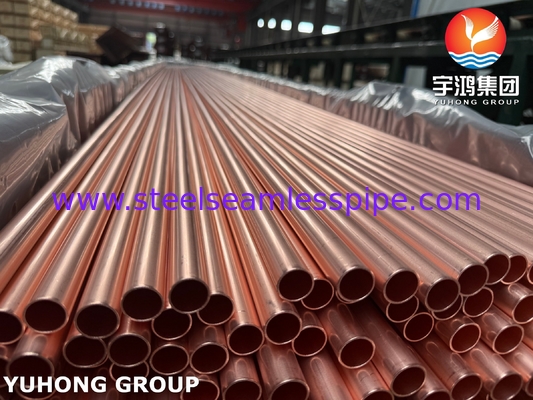 ASTM B111 UNS C12200 / CW024A Tubo di rame senza saldatura Tubo per scambiatori di calore DHP