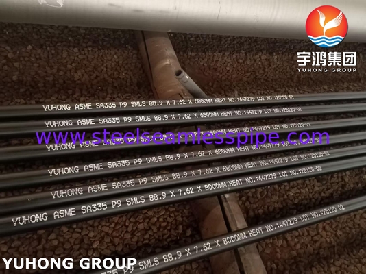 ASTM A335 / ASME SA335 P9 Acciaio legato tubo senza cuciture Verniciatura nera fine a bevola