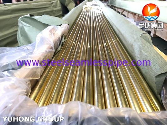 Tubo senza saldatura in ottone Admiralty B111 C44300, ampiamente utilizzato in condensatori e scambiatori di calore