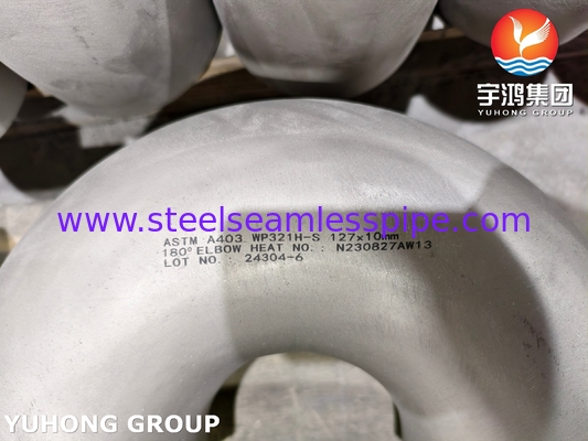 Raccordo in acciaio inossidabile ASTM A403 / ASME SA403 WP321H senza saldatura, gomito a 180° B16.9