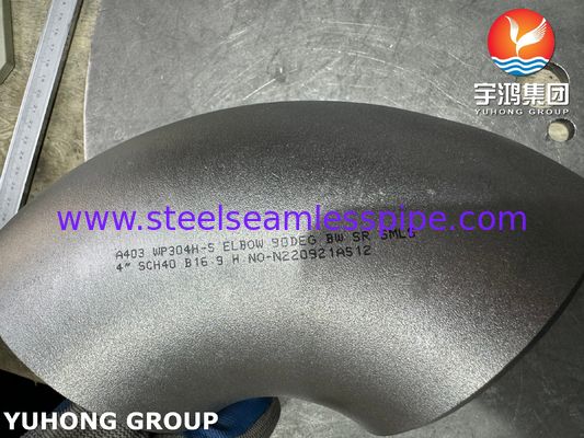 Raccordo in acciaio inossidabile ASTM A403 WP304H 90° gomito corto saldato di testa senza saldatura B16.9
