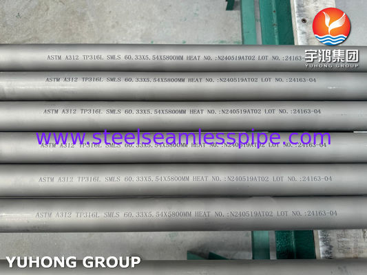 ASTM A312 TP316L Tubo senza saldatura in acciaio inossidabile con prova idrostatica ed ultrasonica di corrente di Eddy per applicazioni petrolchimiche