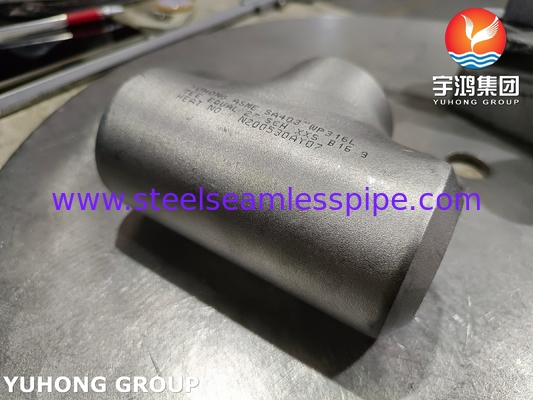 Tee a pressione in acciaio inox WP316L conforme ASTM A403 per saldatura di testa