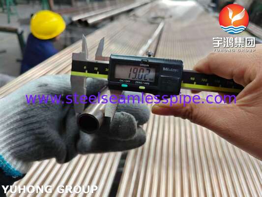 Tubo di lega di rame Tubo di ammiraglio ASME SB111 C70600 O61 SMLS 19.05X1.65X8000MM Scambiatore di calore Applicazione di apparecchiature per l'acqua di mare