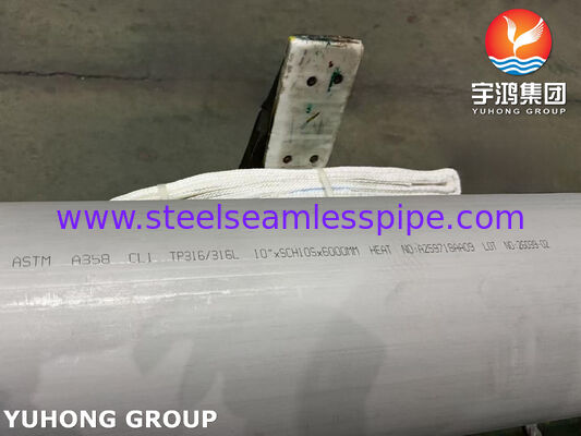 ASTM A358-CL1 TP316/TP316L Tubo in acciaio inossidabile saldato per fusione elettrica con forte resistenza alla corrosione