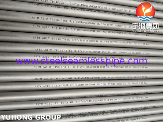 ASTM A312 TP316L / UNS S31603 / EN 1.4404 Tubo senza saldatura in acciaio inossidabile per l'industria