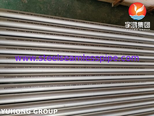ASTM A312 TP304 / UNS S30400 Barra vuota in acciaio inossidabile senza saldatura per l'industria chimica