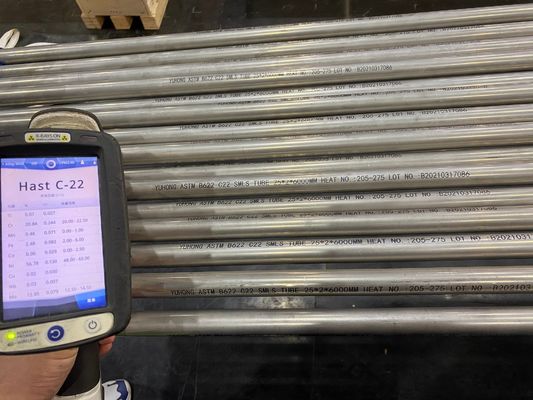 ASTM B622 C22 (UNS NO6022) Tubo senza saldature in acciaio HASTELLOY, ET (ASTM E571), UT ((ASTM E213)
