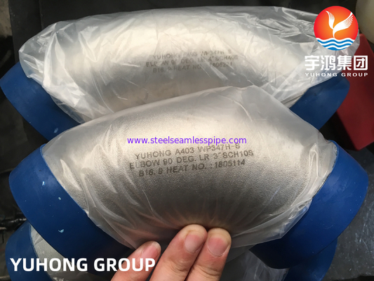 ASTM A403 WP347H 90 gradi gomito di acciaio inossidabile per saldatura a coda ASME B16.9