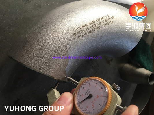 ASTM A403 WP347H 90 gradi gomito di acciaio inossidabile per saldatura a coda ASME B16.9