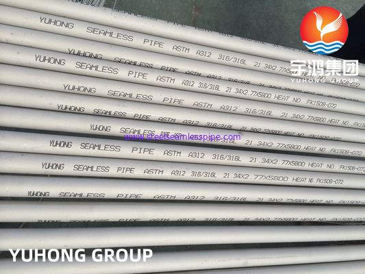 ASTM A312 TP316L Tubo in acciaio inossidabile austenitico senza cuciture per ASME BPV Code Stamp U