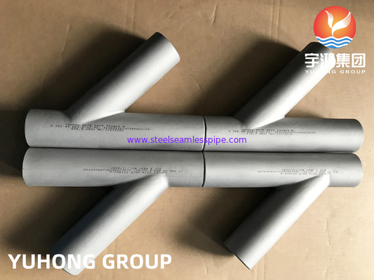 Acciaio duplex ASTM A815 S31803, Y-Shape Tee, Butt Weld Pipe Fitting B16.9