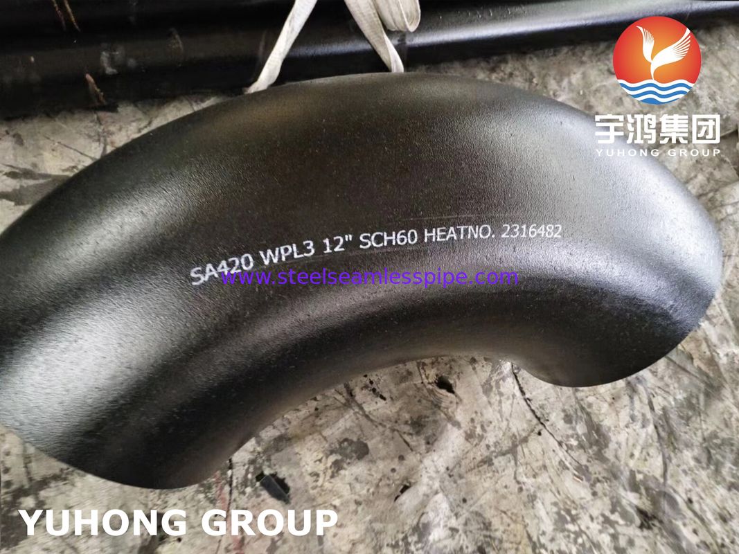 ASTM A420 WPL3 Fitting in acciaio a bassa temperatura a lungo raggio con cuffia saldata con gomito