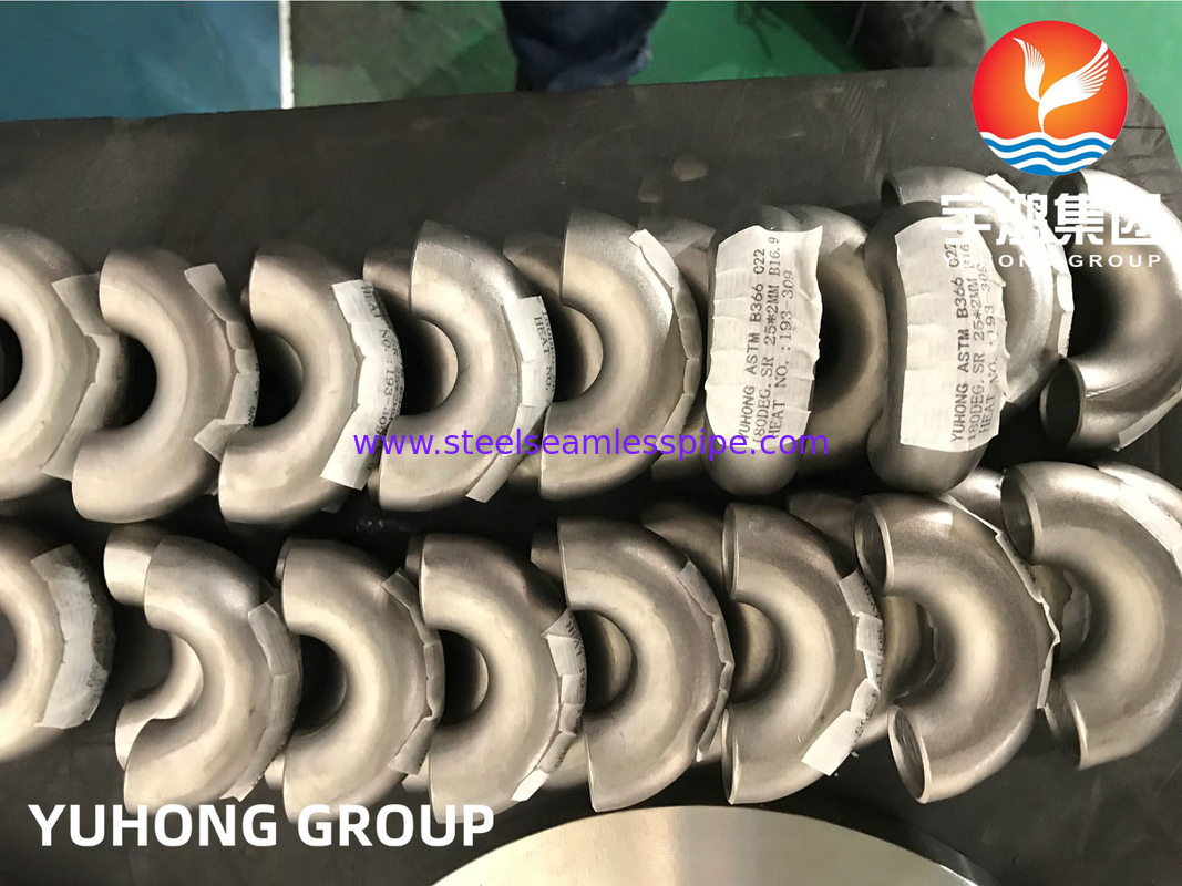 Radius corto ASTM B366 Hastelloy C22 2.4602 180 gradi Ritorno B16.9
