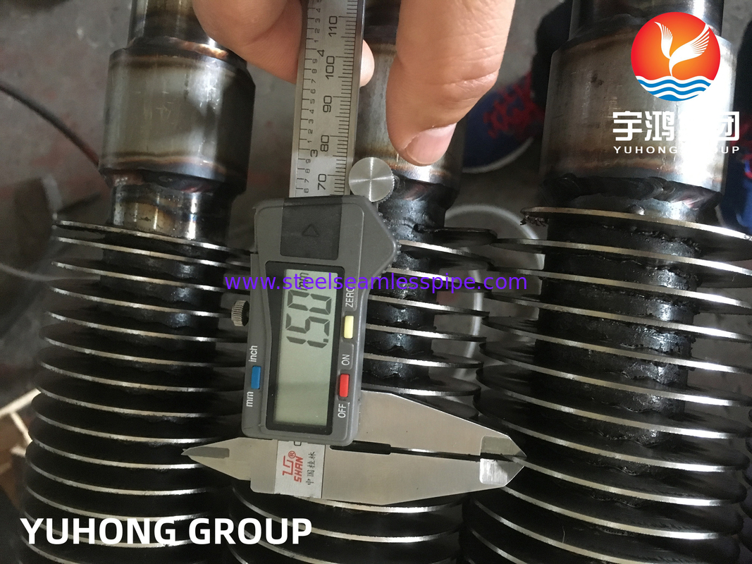 Tubo a pinne HFW: tubo di base ASTM A213 + AISI 410 ((11Cr) Pinne HFW per pre riscaldatore di gas di combustione H2S