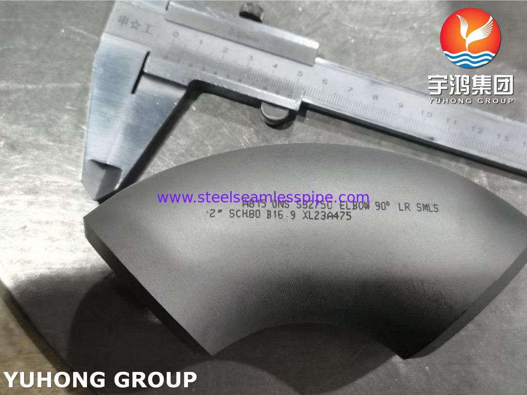 ASTM A815 S32750 Fitting in acciaio inossidabile duplex gomito a 90 gradi raggio lungo Buttweld B16.9