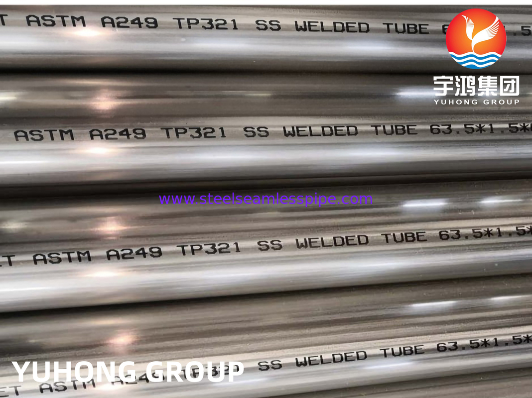 ASTM A249 TP321 Tubo saldato in acciaio inossidabile Applicazione in caldaia bruciata brillante, scambiatore di calore e supercaldaia