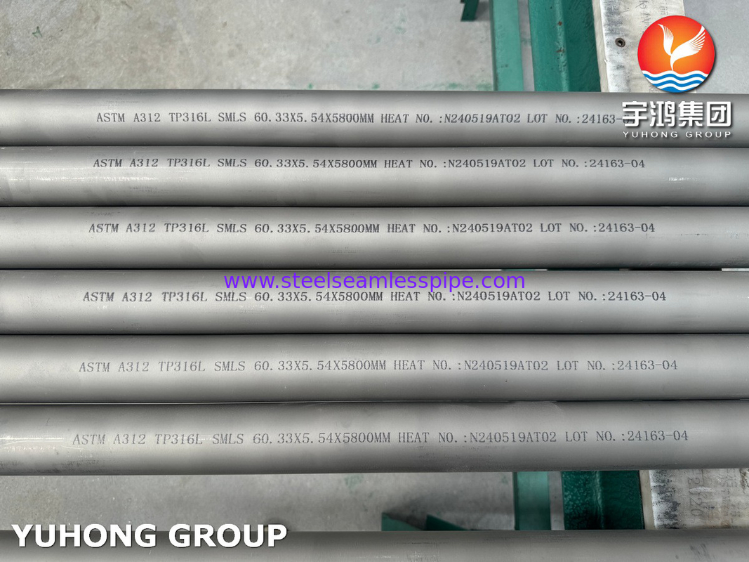 ASTM A312 TP316L Tubo senza saldatura in acciaio inossidabile per il servizio corrosivo generale