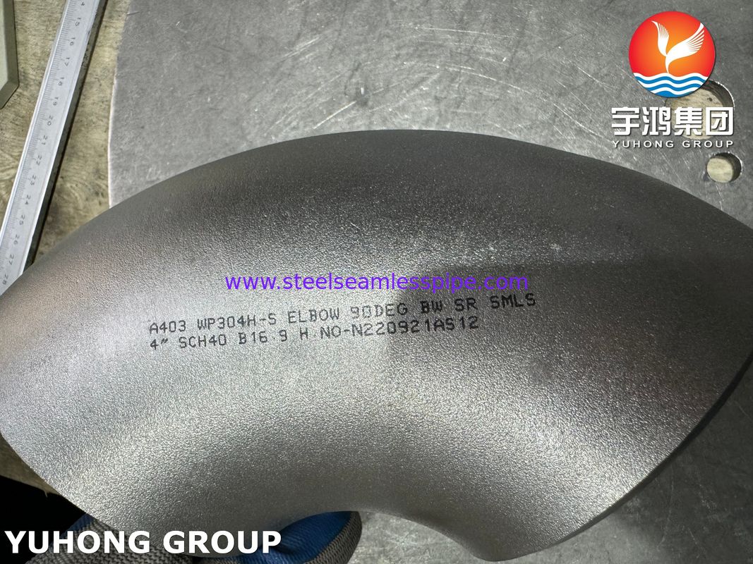 Raccordo in acciaio inossidabile ASTM A403 WP304H 90° gomito corto saldato di testa senza saldatura B16.9