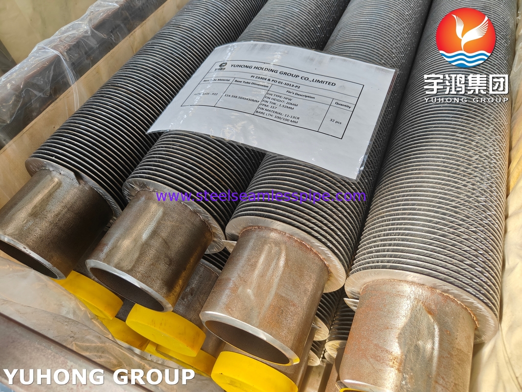 ASME SA335 P22 Tubo senza cuciture in acciaio legato HFW Tubo a pinna solida per sistema HRSG