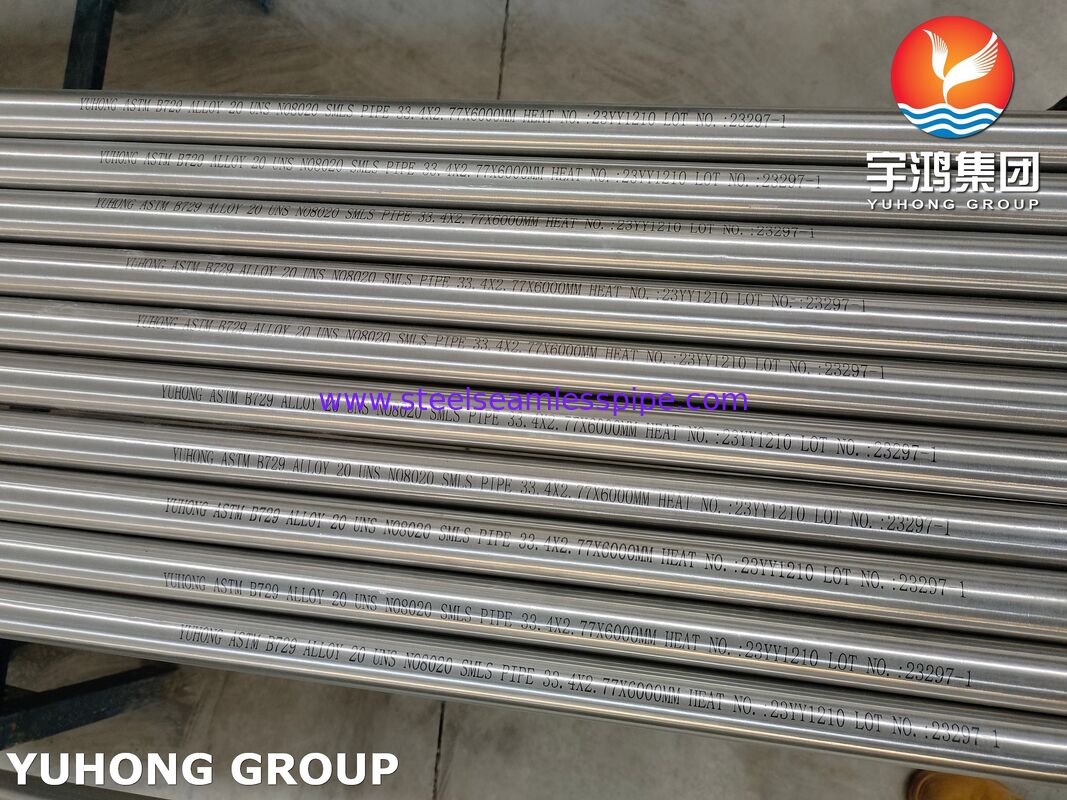 ASTM B729 Lega20 (UNS N08020) Tubo senza saldature, resistente alla corrosione in ambienti acidi