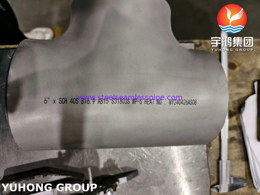ASTM A815 UNS S31803 Fitting in acciaio duplex ASME B16.9 Buttweld Duplex 2205 Equal Tee
