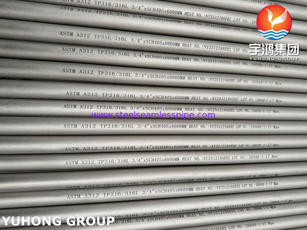 ASTM A312 TP316L / UNS S31603 / EN 1.4404 Tubo senza saldatura in acciaio inossidabile per l'industria