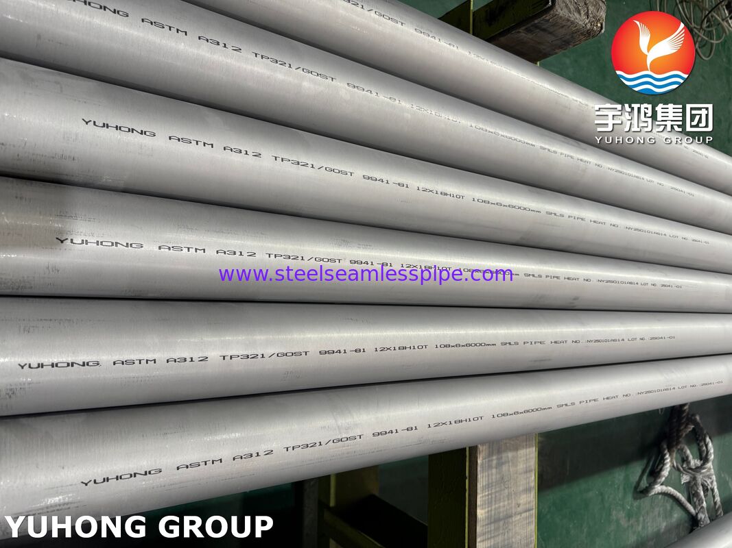 Tubo in acciaio inossidabile senza saldatura ASTM A312 TP321 UNS S32100 1.4541 per la generazione di energia
