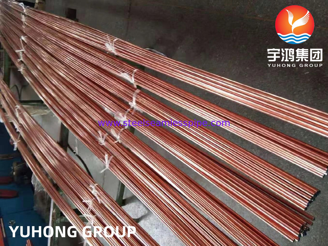 ASTM B111 / ASME SB111 TP2 UNS C12200 DHP Tubo di rame per scambiatori di calore senza saldature