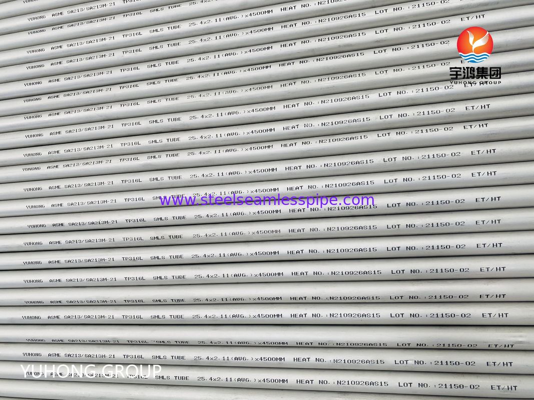 Tubo senza saldatura in acciaio inossidabile laminato a freddo ASTM A213 TP316L per scambiatori di calore ad alta temperatura con resistenza alla corrosione da cloruri