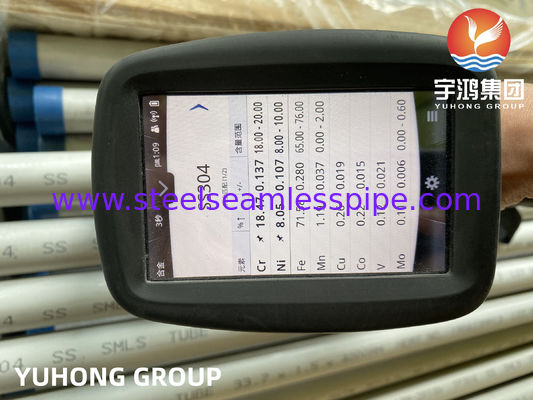 Tubo senza saldatura A213 TP304, A269 TP304, MIN. WT, scambiatore di calore di acciaio inossidabile