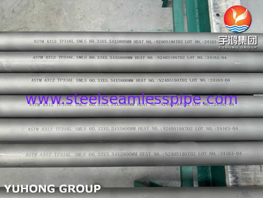 Tubo senza saldatura in acciaio inossidabile ASTM A312 TP316L (UNS S31603) per petrolchimico