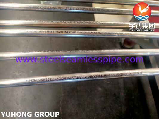 ASME SB163 UNS N02201 Tubo in lega di nichel senza saldatura per scambiatori di calore e condensatori