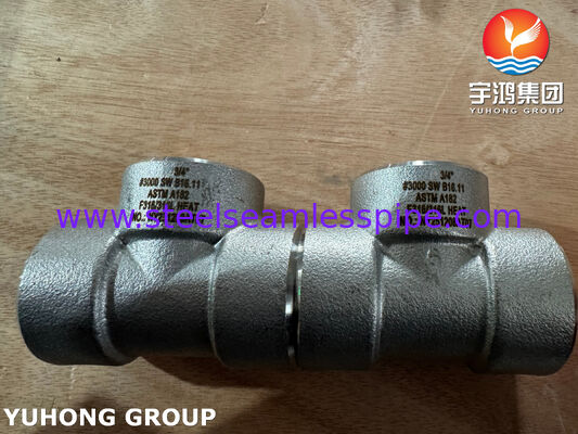 ASTM A182 F316L Acciaio inossidabile Fittings di saldatura a presa B16.11 Fittings forgiati SW Equal Tee